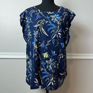 Floral Ann Taylor Loft Ruffle Tank Top size XL
